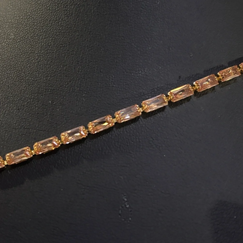 Oshena light‎ Pink Crystal 18k gold plated Tennis Bracelet tarnish & water proof